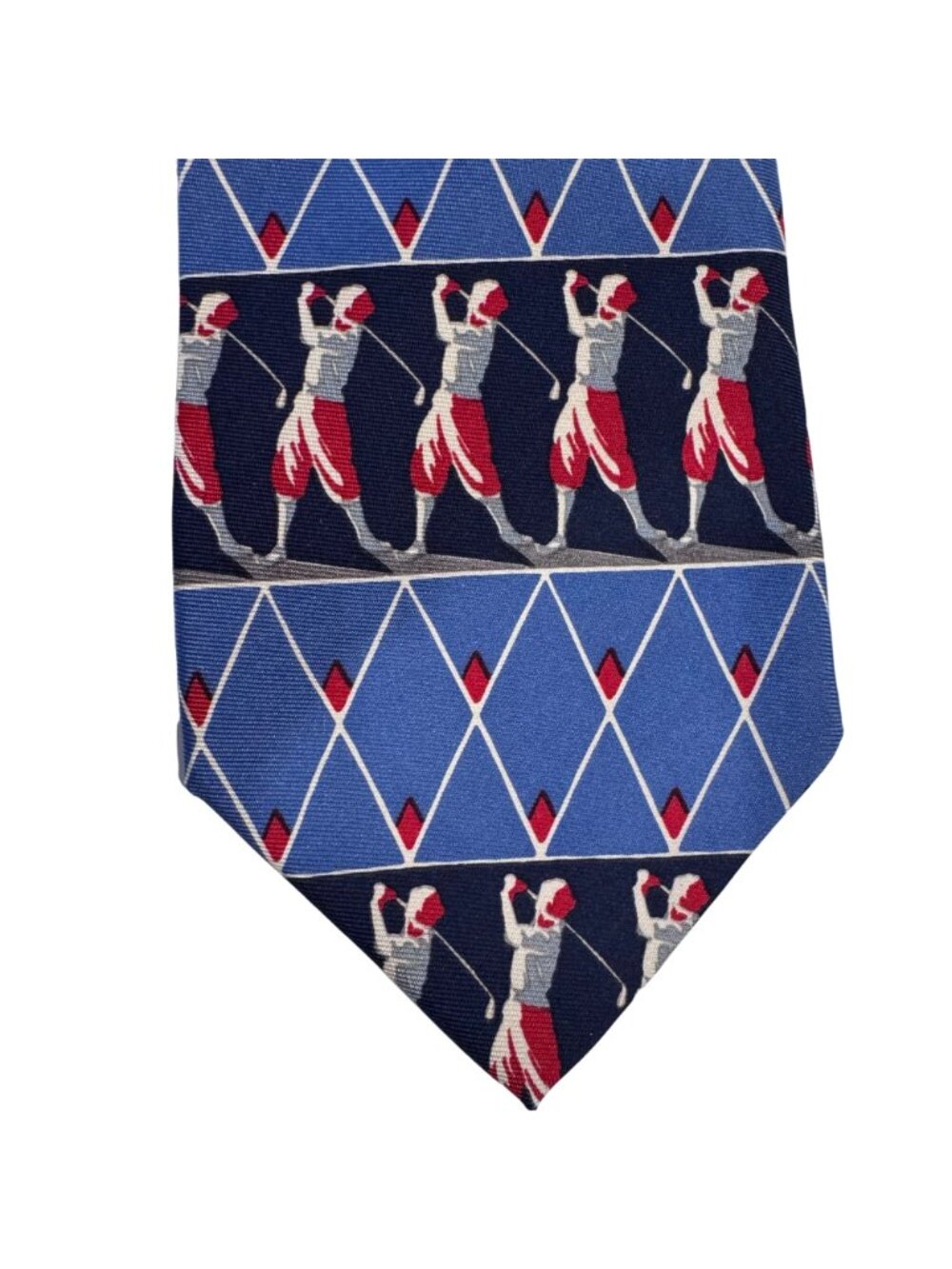 Sterling Hunt Brown OLMO 100% Silk Necktie Blue Red GOLF Print Tie 59" Lot of 2 - Picture 7 of 11